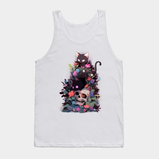 black cats and skull, mystical Forrest Tank Top